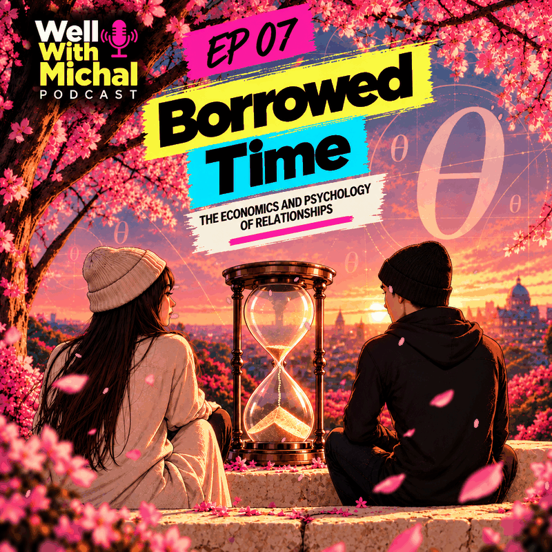 Episode 7 Borrowed Time: The Economics and Psychology of Relationships cherry blossom hourglass artwork